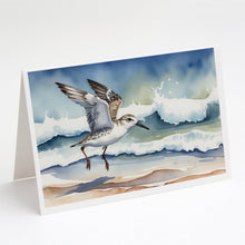 Load image into Gallery viewer, Sanderling Racing the Tide Greeting Cards - Blank Note Cards – 8-Pack of Artist-Designed Cards with Envelopes