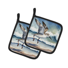 Load image into Gallery viewer, Sanderling Racing the Tide Pot Holders - Set of 2 Decorative Kitchen Helpers | Made in the USA
