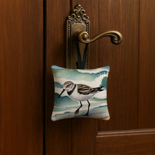 Load image into Gallery viewer, Sanderling Racing the Tide Hanging Square Fabric Ornament 3.5 × 3.5