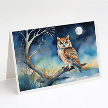 Load image into Gallery viewer, Owl Perched in Coastal Tree Greeting Cards - Blank Note Cards – 8-Pack of Artist-Designed Cards with Envelopes