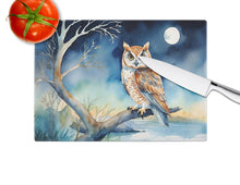 Load image into Gallery viewer, Owl Perched in Coastal Tree Glass Cutting Boards – Durable, Decorative Kitchen Art
