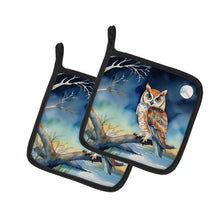 Load image into Gallery viewer, Owl Perched in Coastal Tree Pot Holders - Set of 2 Decorative Kitchen Helpers | Made in the USA