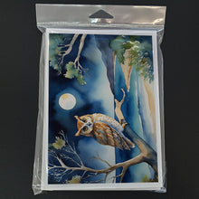 Load image into Gallery viewer, Owl Perched in Coastal Tree Greeting Cards - Blank Note Cards – 8-Pack of Artist-Designed Cards with Envelopes