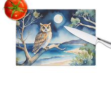 Load image into Gallery viewer, Owl Perched in Coastal Tree Glass Cutting Boards – Durable, Decorative Kitchen Art