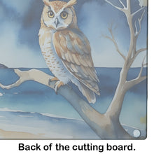Load image into Gallery viewer, Owl Perched in Coastal Tree Glass Cutting Boards – Durable, Decorative Kitchen Art