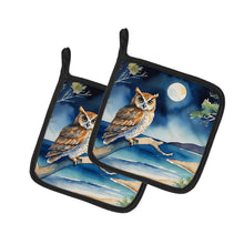 Load image into Gallery viewer, Owl Perched in Coastal Tree Pot Holders - Set of 2 Decorative Kitchen Helpers | Made in the USA
