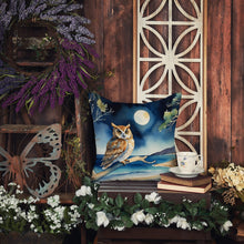 Load image into Gallery viewer, Owl Perched in Coastal Tree Throw Pillow