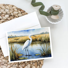 Load image into Gallery viewer, Snowy Egret in Coastal Marshes Greeting Cards - Blank Note Cards – 8-Pack of Artist-Designed Cards with Envelopes