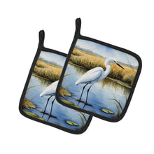 Load image into Gallery viewer, Snowy Egret in Coastal Marshes Pot Holders - Set of 2 Decorative Kitchen Helpers | Made in the USA