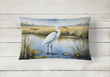 Load image into Gallery viewer, Snowy Egret in Coastal Marshes Throw Pillow
