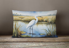 Load image into Gallery viewer, Snowy Egret in Coastal Marshes Throw Pillow