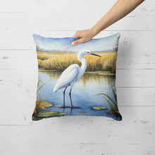 Load image into Gallery viewer, Snowy Egret in Coastal Marshes Throw Pillow