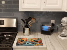 Load image into Gallery viewer, Bears Autumn in the Woods Glass Cutting Boards – Durable, Decorative Kitchen Art