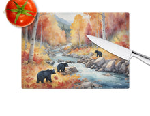 Load image into Gallery viewer, Bears Autumn in the Woods Glass Cutting Boards – Durable, Decorative Kitchen Art
