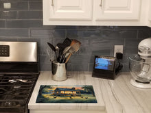 Load image into Gallery viewer, Chicken Coop at Dawn Glass Cutting Boards – Durable, Decorative Kitchen Art