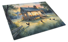 Load image into Gallery viewer, Chicken Coop at Dawn Glass Cutting Boards – Durable, Decorative Kitchen Art