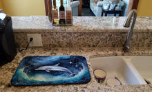 Load image into Gallery viewer, Dolphin in a Starry Sea Dish Drying Mat