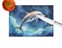 Load image into Gallery viewer, Dolphin in a Starry Sea Glass Cutting Boards – Durable, Decorative Kitchen Art