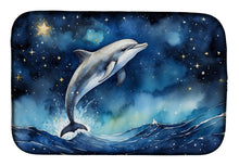 Load image into Gallery viewer, Dolphin in a Starry Sea Dish Drying Mat