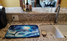 Load image into Gallery viewer, Dolphin in a Starry Sea Dish Drying Mat