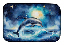 Load image into Gallery viewer, Dolphin in a Starry Sea Dish Drying Mat