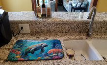Load image into Gallery viewer, Manatee and Coral Reefs Dish Drying Mat