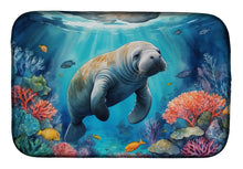 Load image into Gallery viewer, Manatee and Coral Reefs Dish Drying Mat