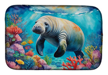 Load image into Gallery viewer, Manatee and Coral Reefs Dish Drying Mat