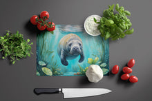 Load image into Gallery viewer, Manatee in a Crystal-Clear Spring Glass Cutting Boards – Durable, Decorative Kitchen Art