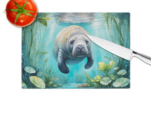 Load image into Gallery viewer, Manatee in a Crystal-Clear Spring Glass Cutting Boards – Durable, Decorative Kitchen Art