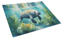 Load image into Gallery viewer, Manatee in a Seagrass Bed Glass Cutting Boards – Durable, Decorative Kitchen Art