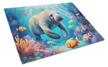 Load image into Gallery viewer, Summer Manatee Glass Cutting Boards – Durable, Decorative Kitchen Art