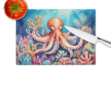 Load image into Gallery viewer, Octopus Among Coral Glass Cutting Boards – Durable, Decorative Kitchen Art