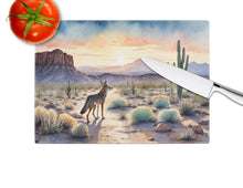 Load image into Gallery viewer, Desert Sunset Coyote Glass Cutting Boards – Durable, Decorative Kitchen Art