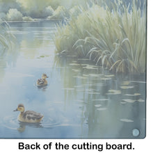 Load image into Gallery viewer, Ducks by the Pond Glass Cutting Boards – Durable, Decorative Kitchen Art