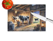 Load image into Gallery viewer, Cows Evening Milking Time Glass Cutting Boards – Durable, Decorative Kitchen Art