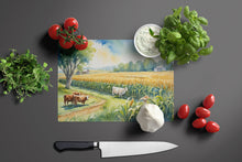 Load image into Gallery viewer, Cows by the Cornfield Glass Cutting Boards – Durable, Decorative Kitchen Art
