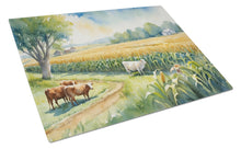 Load image into Gallery viewer, Cows by the Cornfield Glass Cutting Boards – Durable, Decorative Kitchen Art