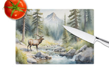 Load image into Gallery viewer, Mountain Stream Elk Glass Cutting Boards – Durable, Decorative Kitchen Art