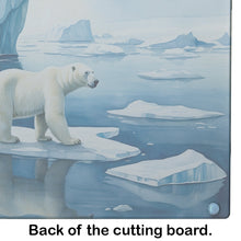 Load image into Gallery viewer, Polar Bear on the Ice Glass Cutting Boards – Durable, Decorative Kitchen Art