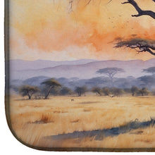 Load image into Gallery viewer, Elephants Savanna Sunrise Dish Drying Mat