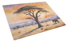 Load image into Gallery viewer, Elephants Savanna Sunrise Glass Cutting Boards – Durable, Decorative Kitchen Art