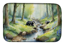 Load image into Gallery viewer, Woodland Spring Badgers Dish Drying Mat