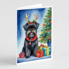 Load image into Gallery viewer, Affenpinscher Christmas Reindeer Greeting Cards - Blank Note Cards – 8-Pack of Artist-Designed Cards with Envelopes