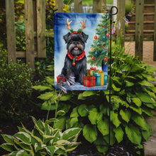 Load image into Gallery viewer, Affenpinscher Christmas Garden Flag – Dog in Reindeer Antlers with Tree &amp; Gifts