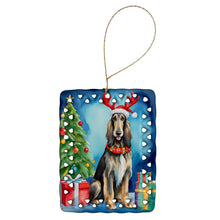 Load image into Gallery viewer, Afghan Hound Christmas Reindeer Porcelain Ornament