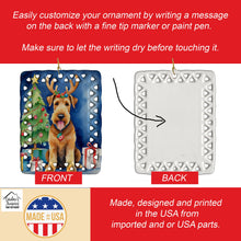 Load image into Gallery viewer, Airedale Terrier Christmas Reindeer Porcelain Ornament
