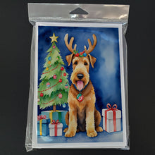 Load image into Gallery viewer, Airedale Terrier Christmas Reindeer Greeting Cards - Blank Note Cards – 8-Pack of Artist-Designed Cards with Envelopes