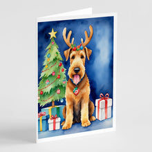 Load image into Gallery viewer, Airedale Terrier Christmas Reindeer Greeting Cards - Blank Note Cards – 8-Pack of Artist-Designed Cards with Envelopes