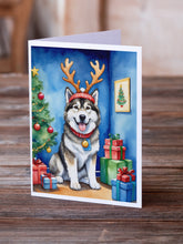 Load image into Gallery viewer, Alaskan Malamute Christmas Reindeer Greeting Cards - Blank Note Cards – 8-Pack of Artist-Designed Cards with Envelopes